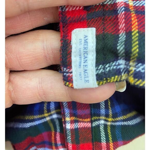 American Eagle Amazingly Soft Flannel Blue/Red Plaid Shirt‎ Size M - Picture 9 of 9